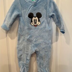 Disney Mickey Mouse Blue and Black Footie One Piece